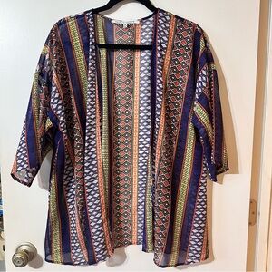 Collective Concepts Multicolor Striped Short Sheer Kimono Top size M